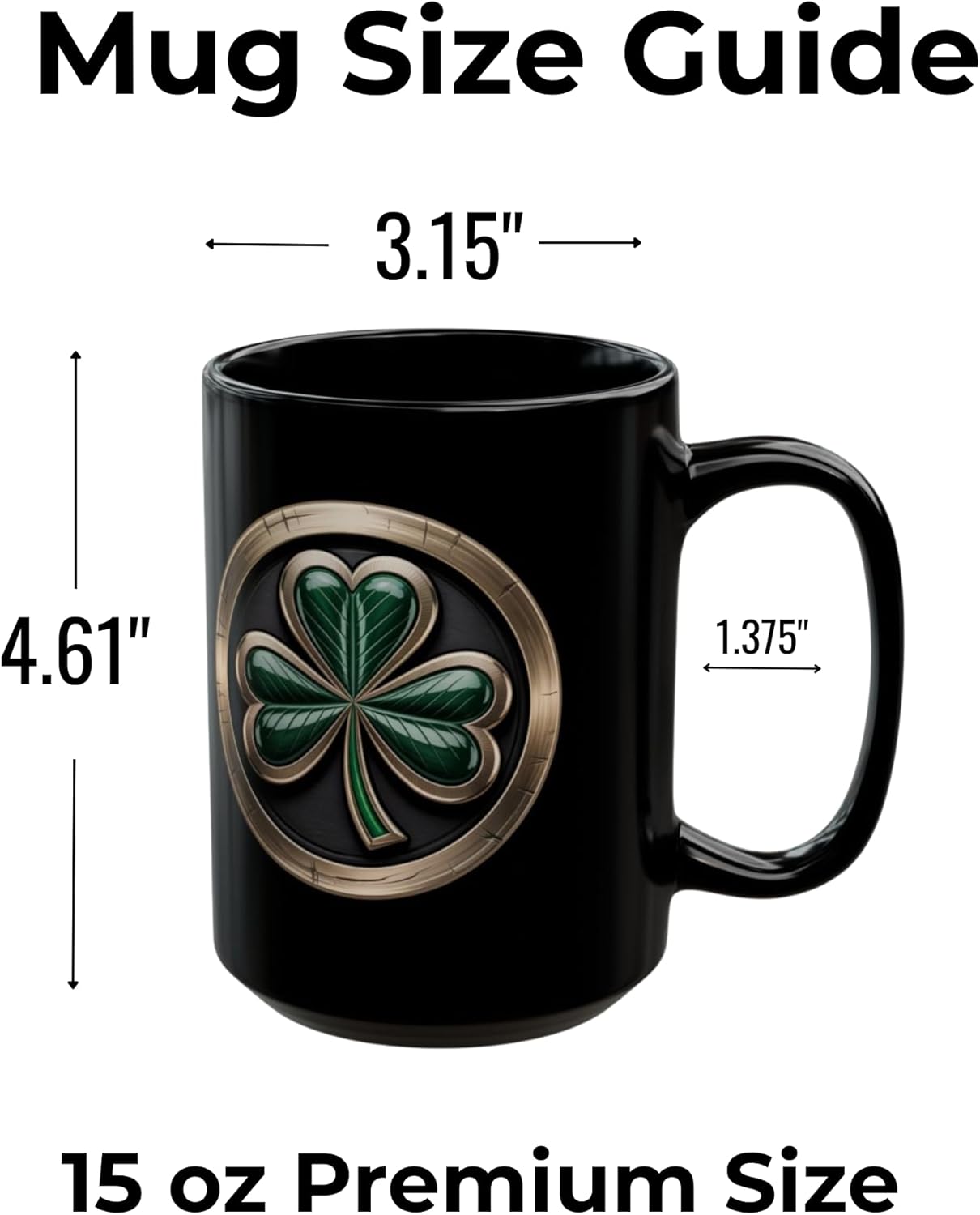 Irish Heritage Coffee Mug  Ceramic – Celtic Shamrock Emblem Design – Irish Pride Gift