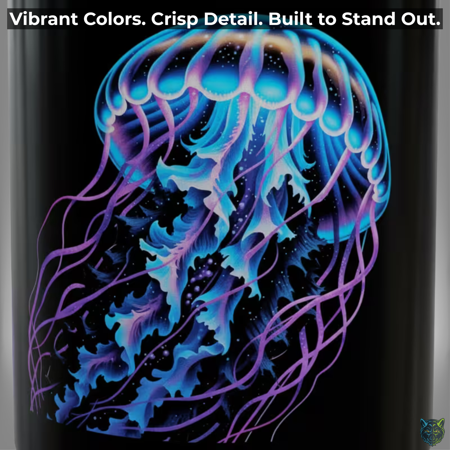 Jellyfish Coffee Mug Glow Ocean Design Black Ceramic 15oz Marine Life Gift by Lair Gadgets