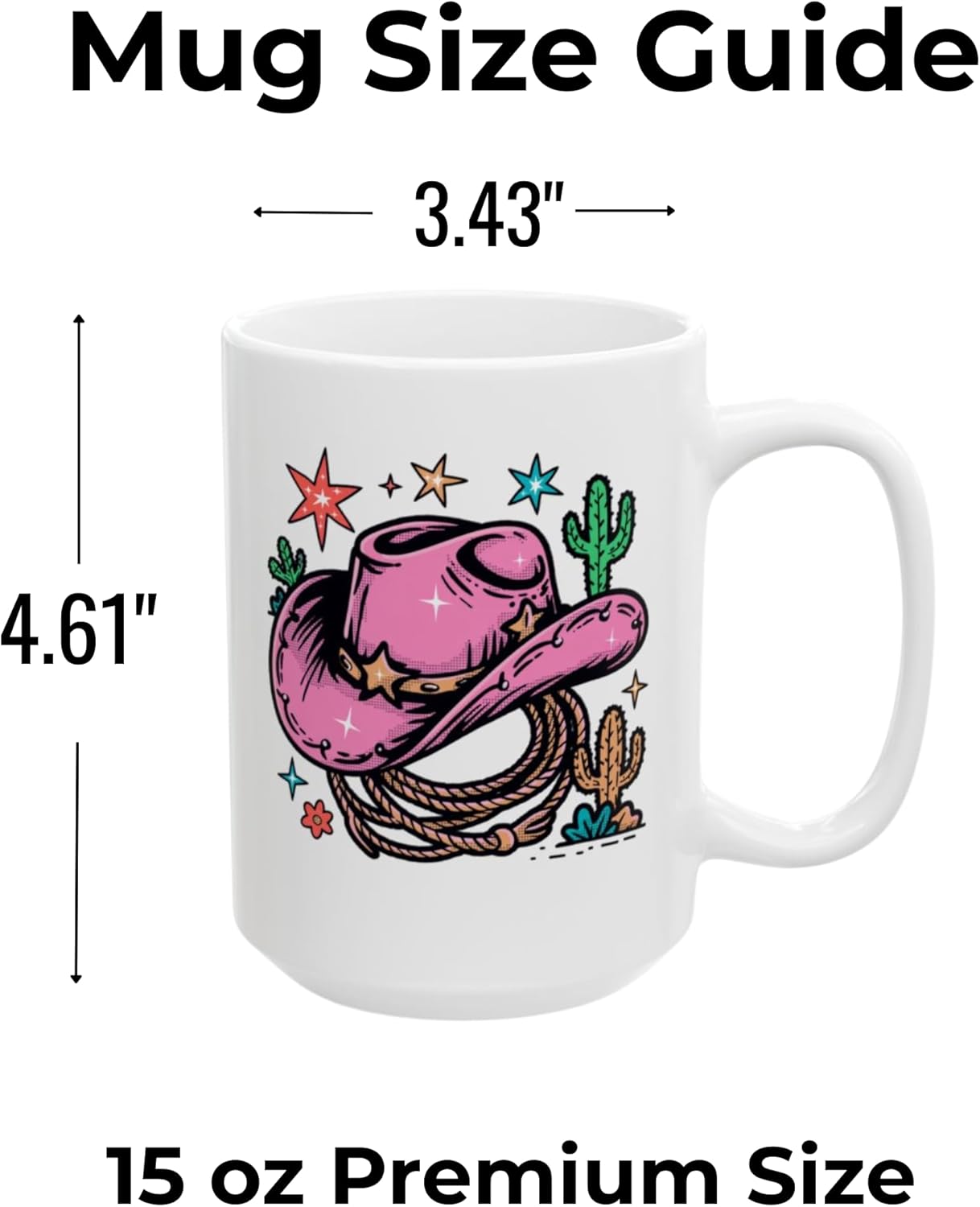 Cowgirl Coffee Mug Pink Western Cowboy Hat Ceramic 15oz