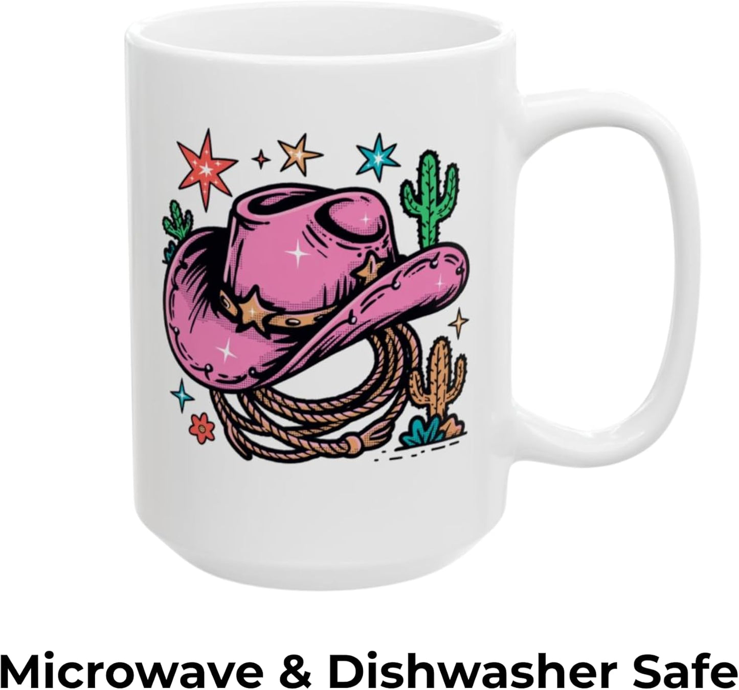 Cowgirl Coffee Mug Pink Western Cowboy Hat Ceramic 15oz