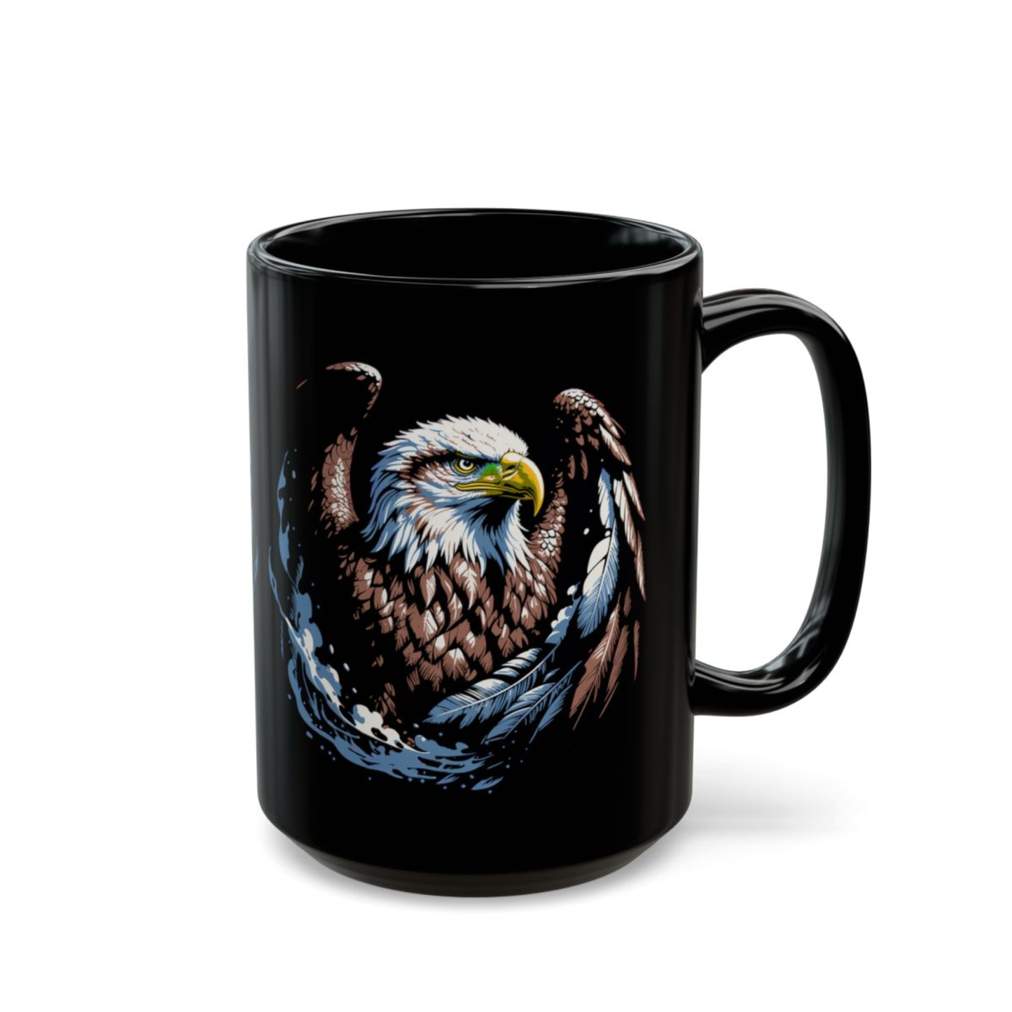 Eagle Coffee Mug American Wildlife Design Black Ceramic 15oz Patriotic Gift by Lair Gadgets