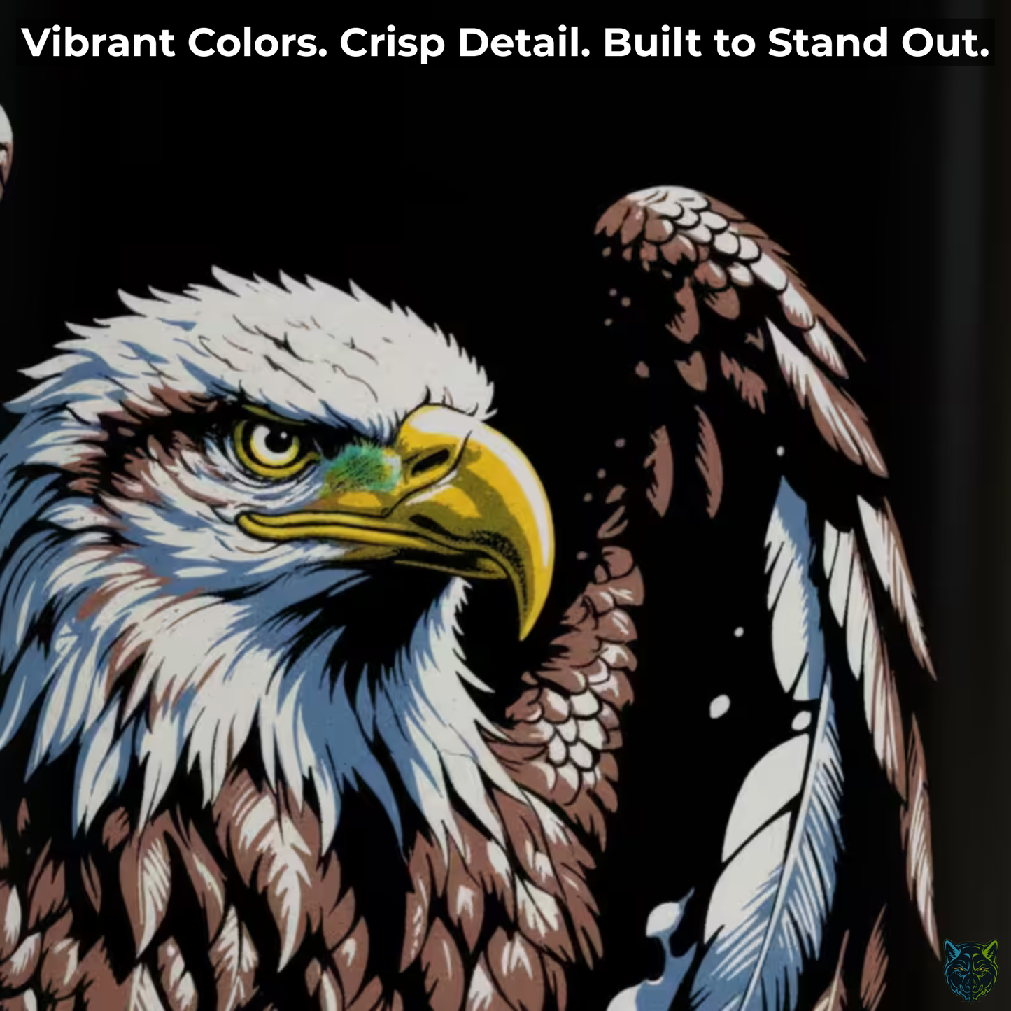 Eagle Coffee Mug American Wildlife Design Black Ceramic 15oz Patriotic Gift by Lair Gadgets