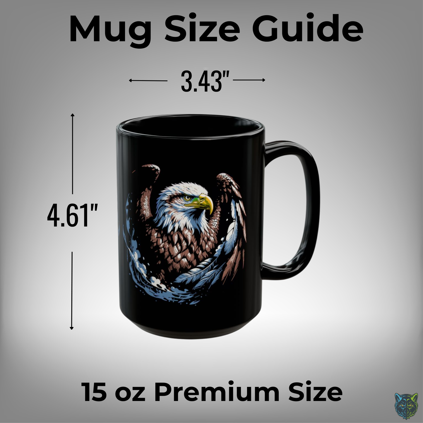 Eagle Coffee Mug American Wildlife Design Black Ceramic 15oz Patriotic Gift by Lair Gadgets