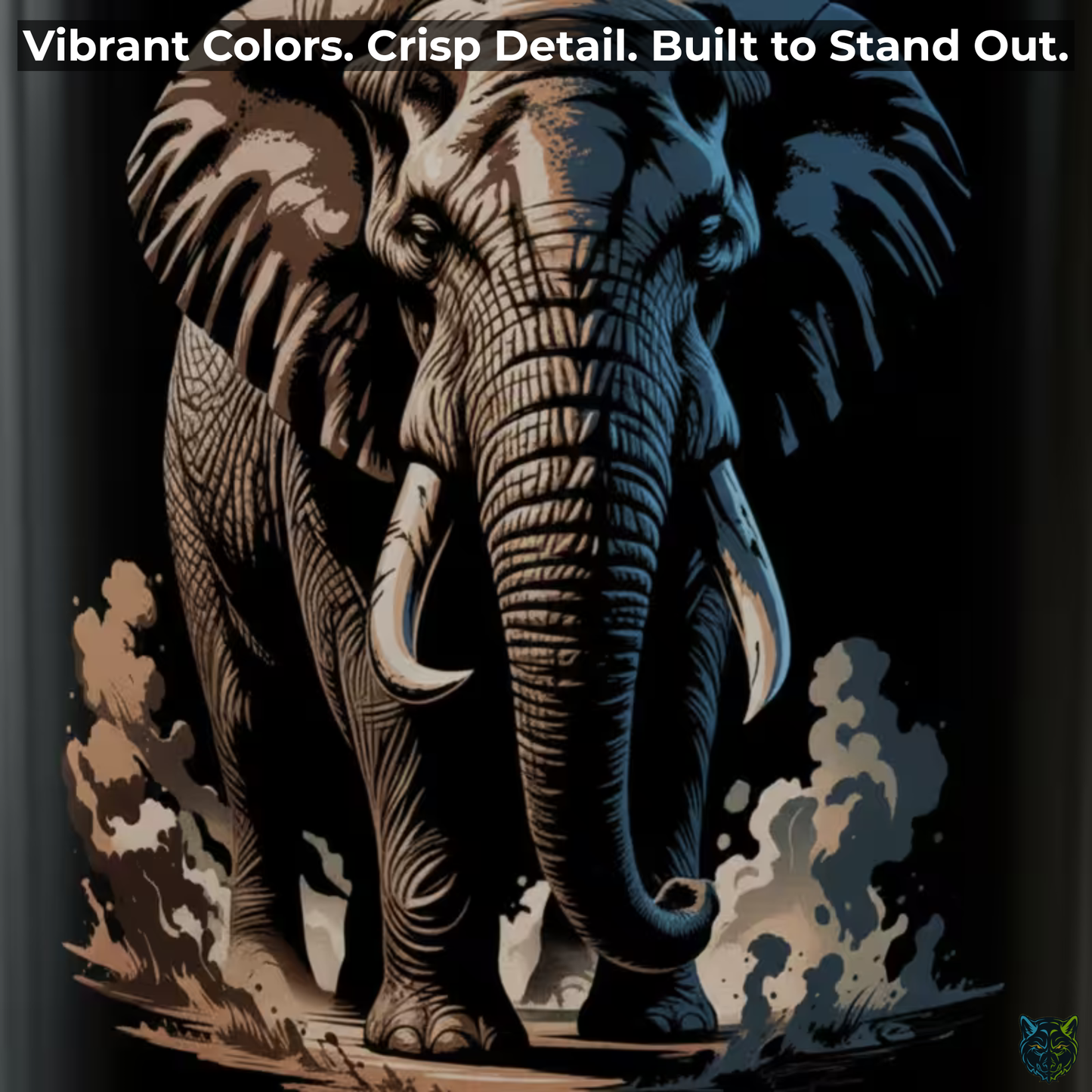 Elephant Coffee Mug Safari Wildlife Design Black Ceramic 15oz Animal Lover Gift by Lair Gadgets