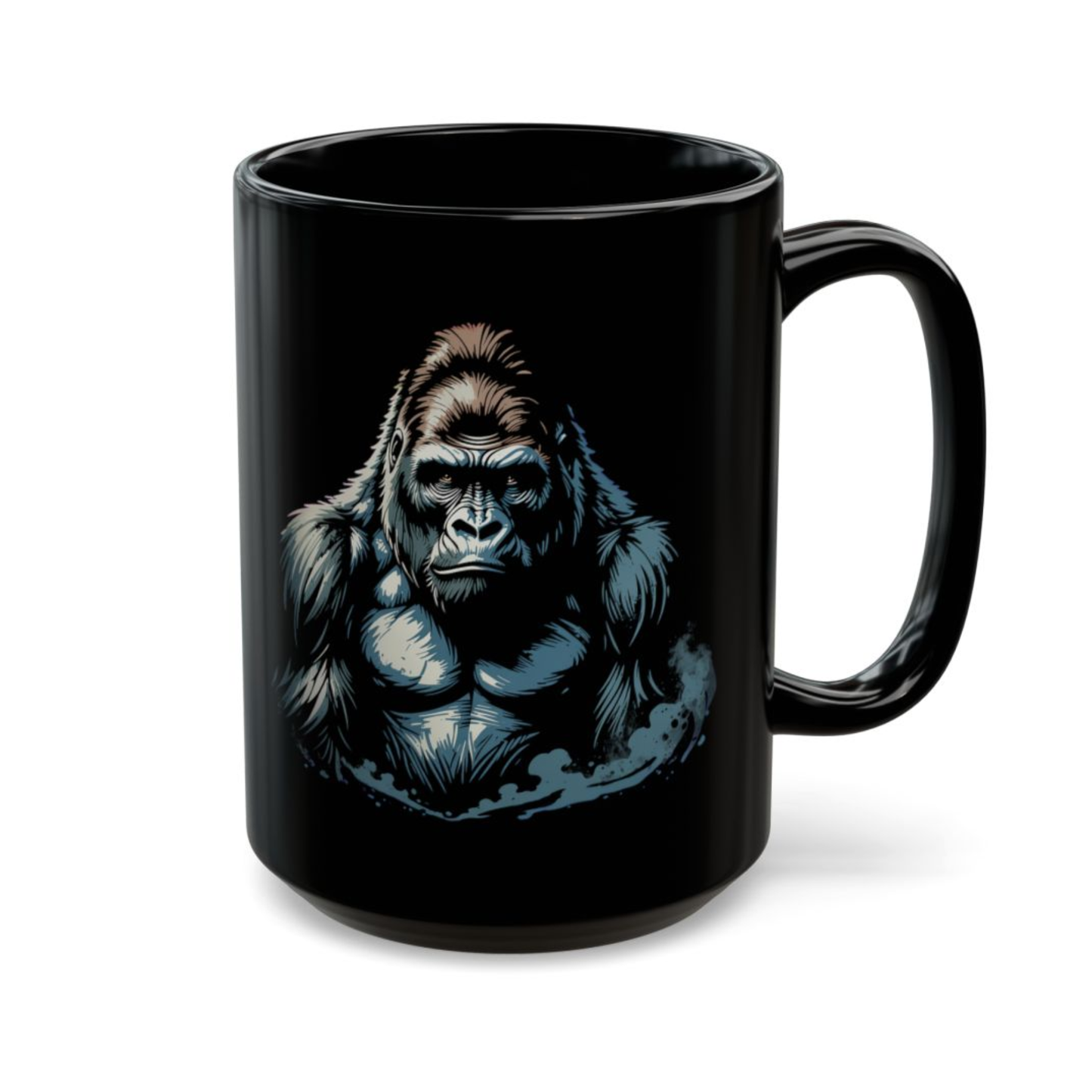 Gorilla Coffee Mug Silverback Wildlife Design Black Ceramic 15oz Animal Lover Gift by Lair Gadgets