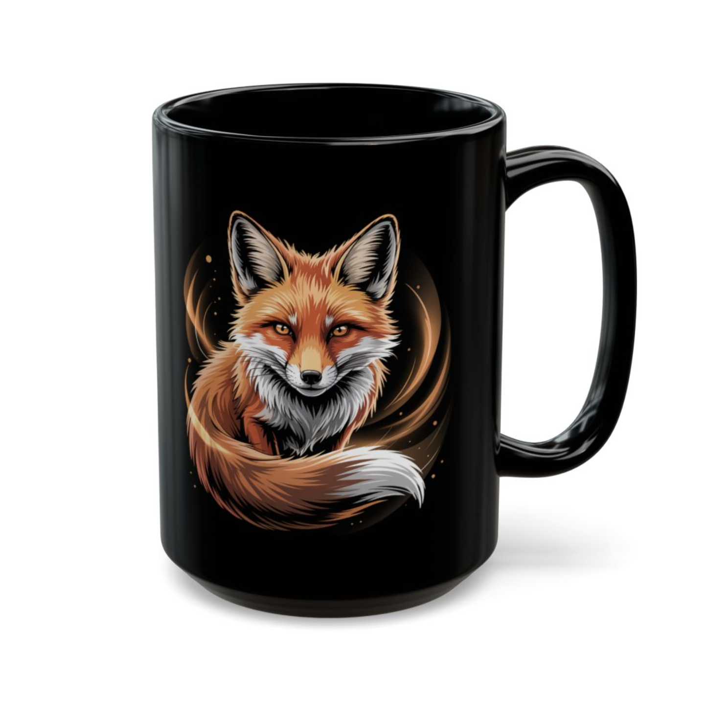 Fox Coffee Mug Wildlife Design Black Ceramic 15oz Animal Lover Gift by Lair Gadgets