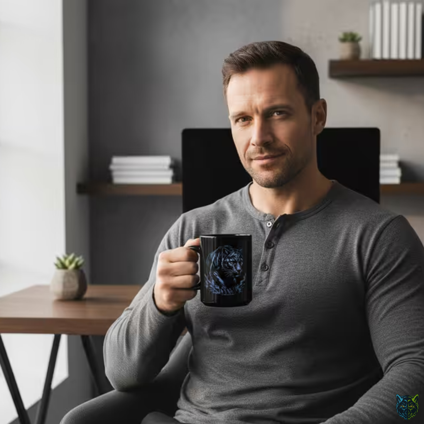 Black Panther Coffee Mug Shadow Wildlife Design Black Ceramic 15oz Animal Lover Gift by Lair Gadgets