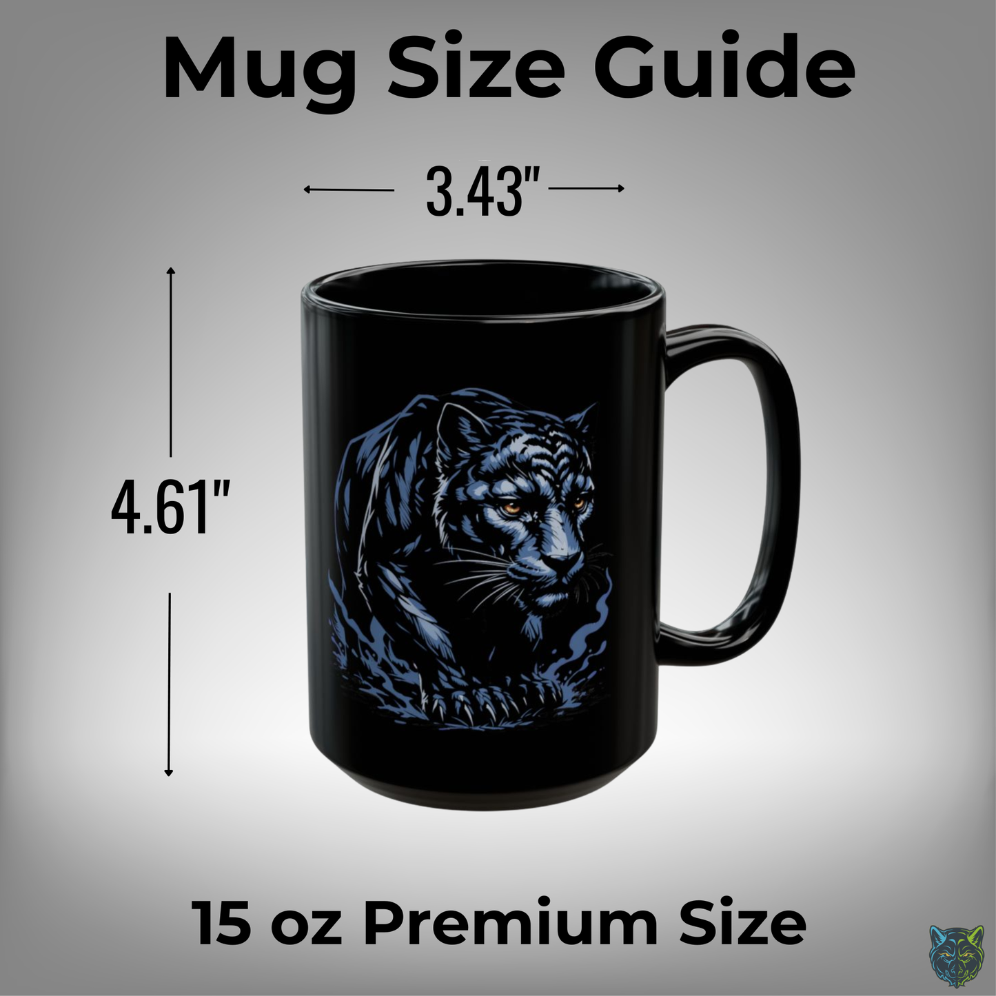 Black Panther Coffee Mug Shadow Wildlife Design Black Ceramic 15oz Animal Lover Gift by Lair Gadgets