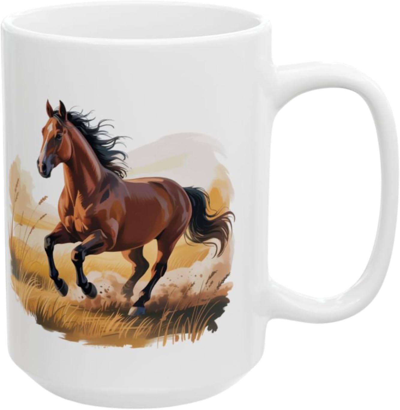 Running Stallion Coffee Mug – Wild Horse Art – Equestrian Gift for Riders & Horse Lovers – 15 oz Ceramic