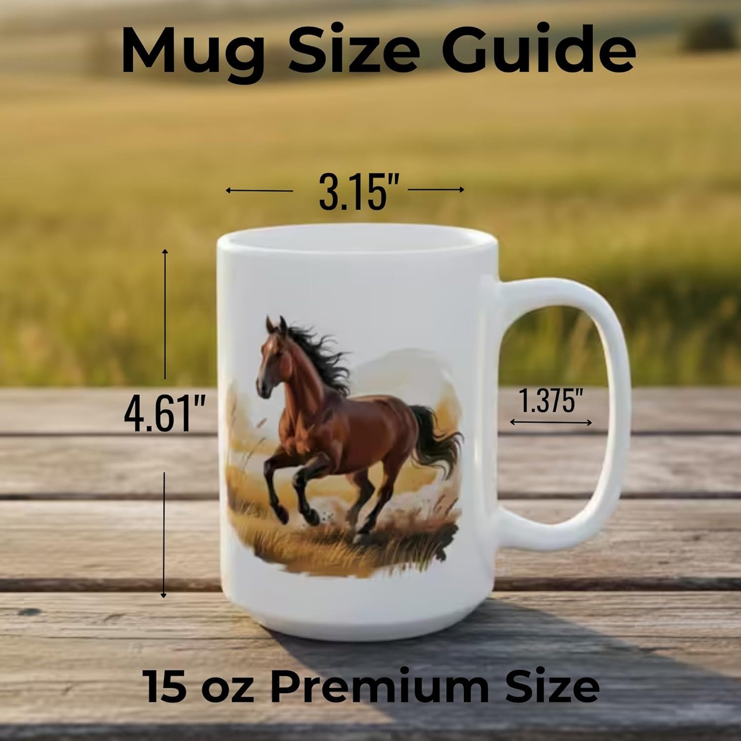 Running Stallion Coffee Mug – Wild Horse Art – Equestrian Gift for Riders & Horse Lovers – 15 oz Ceramic