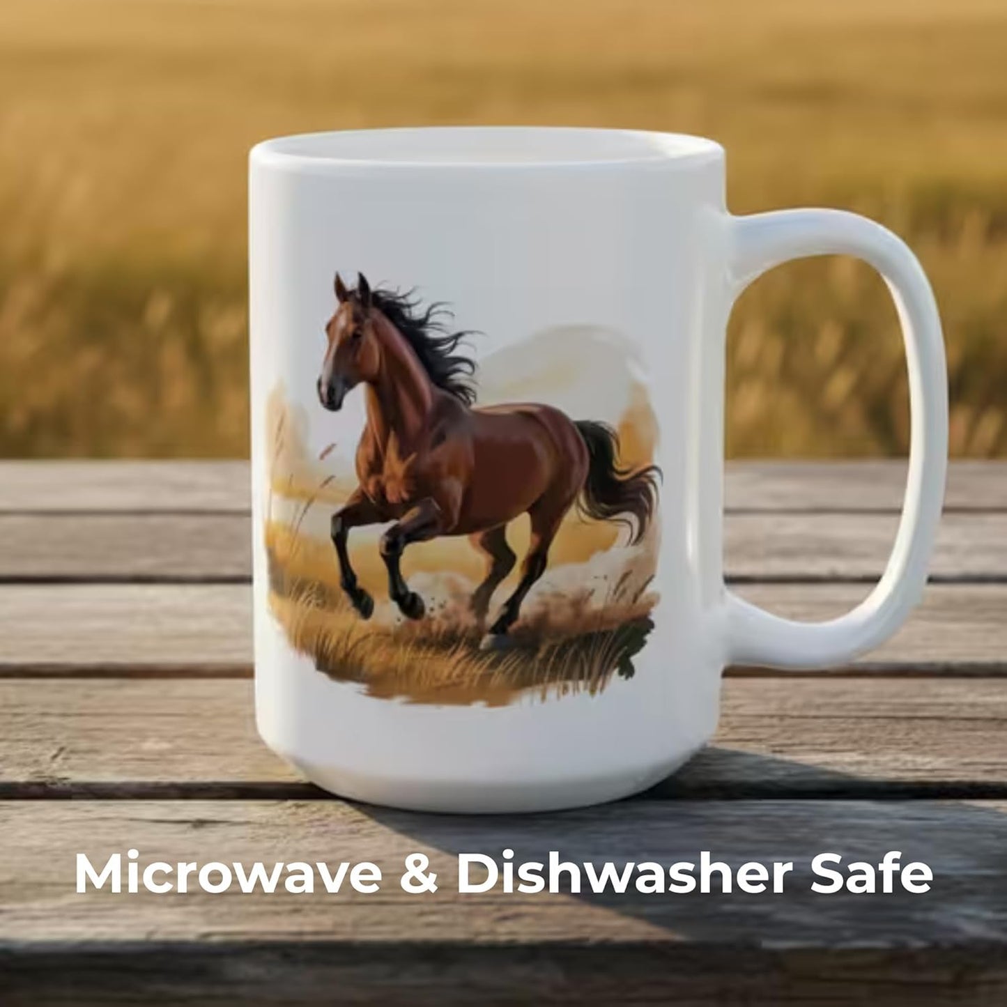 Running Stallion Coffee Mug – Wild Horse Art – Equestrian Gift for Riders & Horse Lovers – 15 oz Ceramic