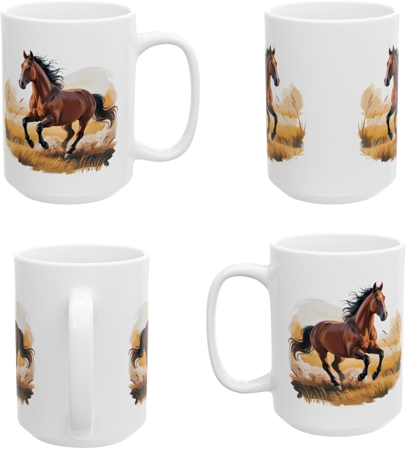 Running Stallion Coffee Mug – Wild Horse Art – Equestrian Gift for Riders & Horse Lovers – 15 oz Ceramic