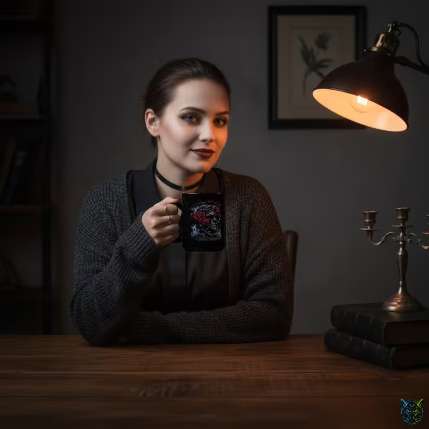 Skull Coffee Mug Gothic Rose Thorn Crown Black Ceramic 15oz Dark Aesthetic Cup Gift by Lair Gadgets