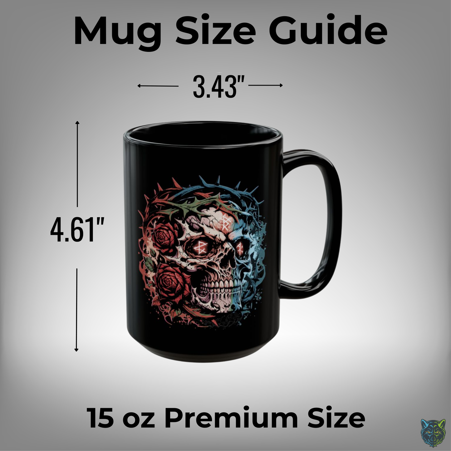 Skull Coffee Mug Thorn Crown Rose Gothic Black Ceramic 15oz Dark Aesthetic Cup Gift by Lair Gadgets