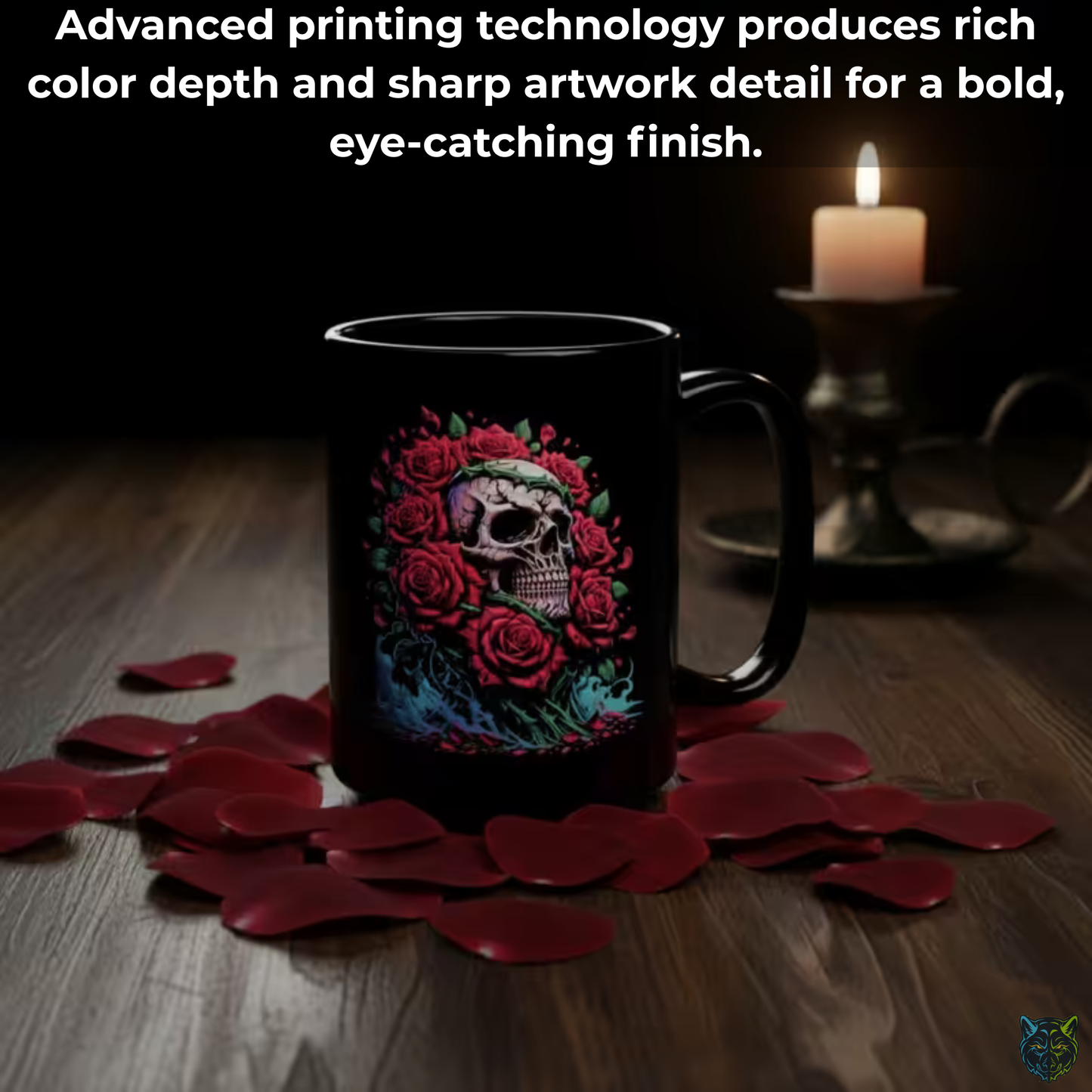 Skull Coffee Mug Red Rose Gothic Black Ceramic 15oz Dark Aesthetic Cup Gift by Lair Gadgets