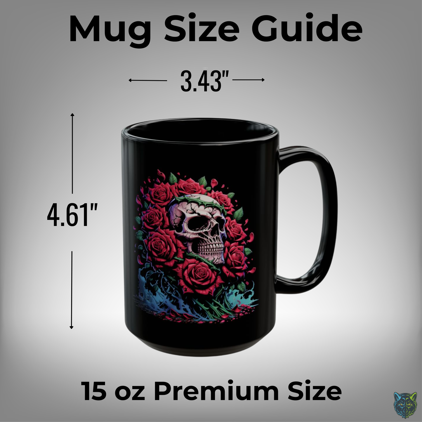 Skull Coffee Mug Red Rose Gothic Black Ceramic 15oz Dark Aesthetic Cup Gift by Lair Gadgets