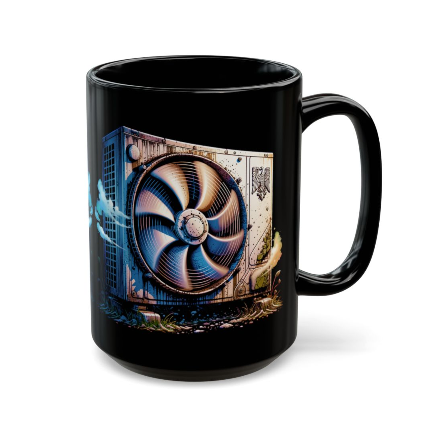 HVAC Technician Coffee Mug Air Conditioner Unit Fan Design Black Ceramic 15oz Heating Cooling Gift by Lair Gadgets
