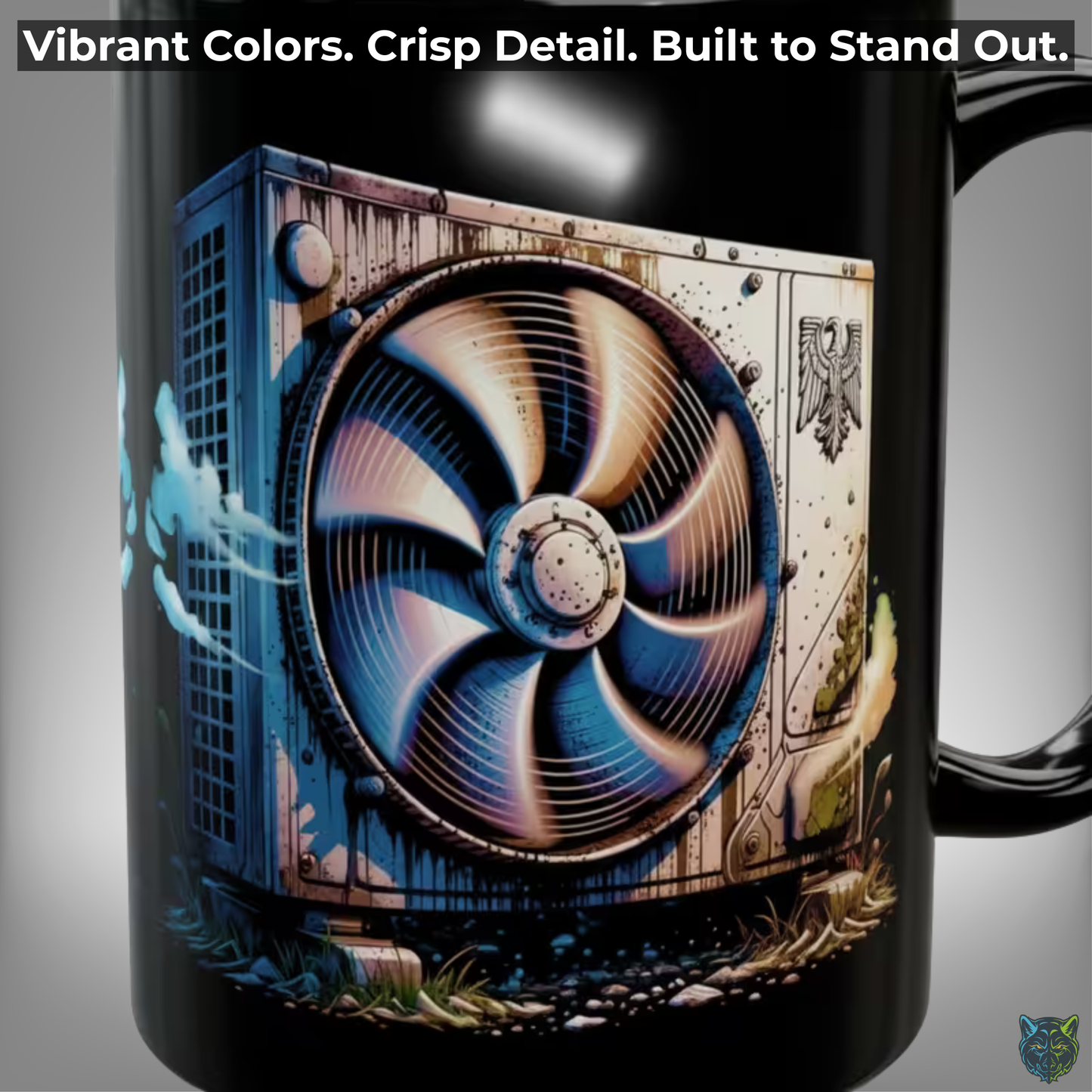 HVAC Technician Coffee Mug Air Conditioner Unit Fan Design Black Ceramic 15oz Heating Cooling Gift by Lair Gadgets