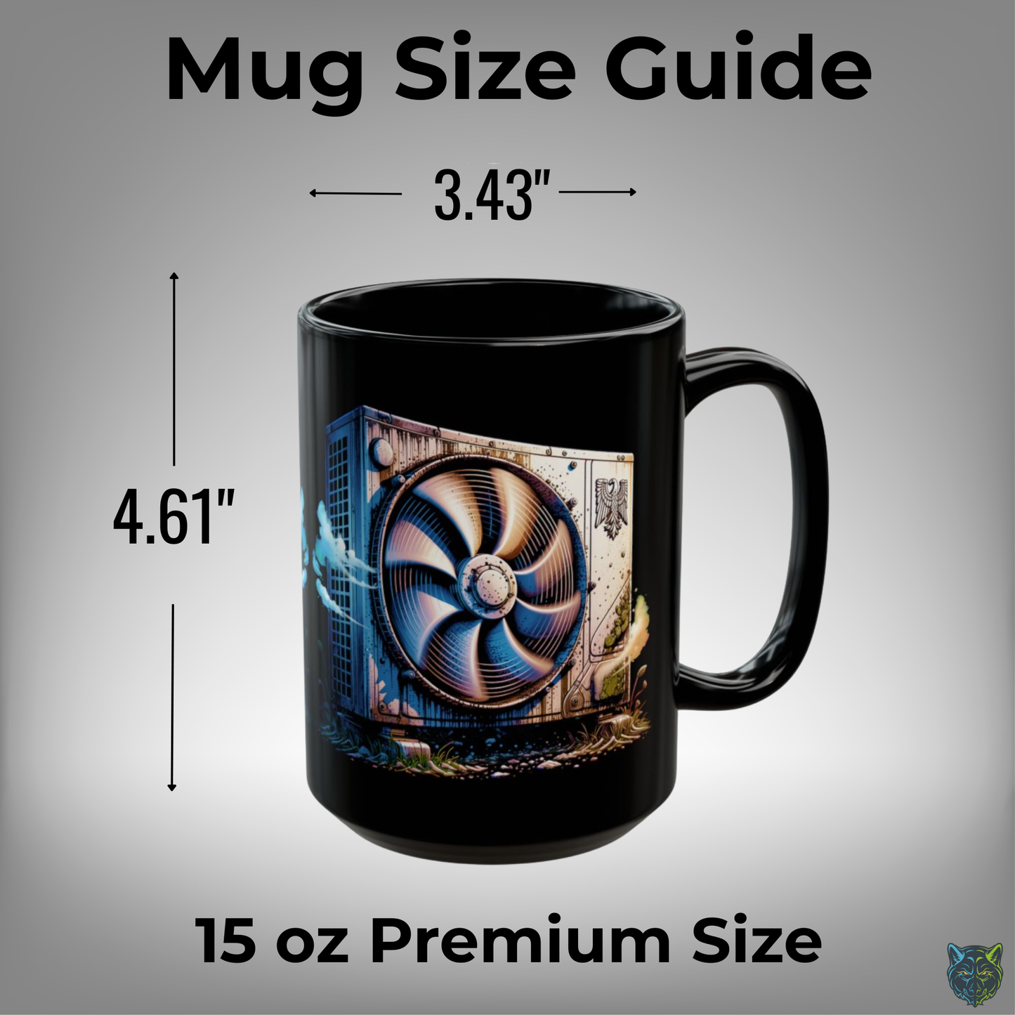 HVAC Technician Coffee Mug Air Conditioner Unit Fan Design Black Ceramic 15oz Heating Cooling Gift by Lair Gadgets