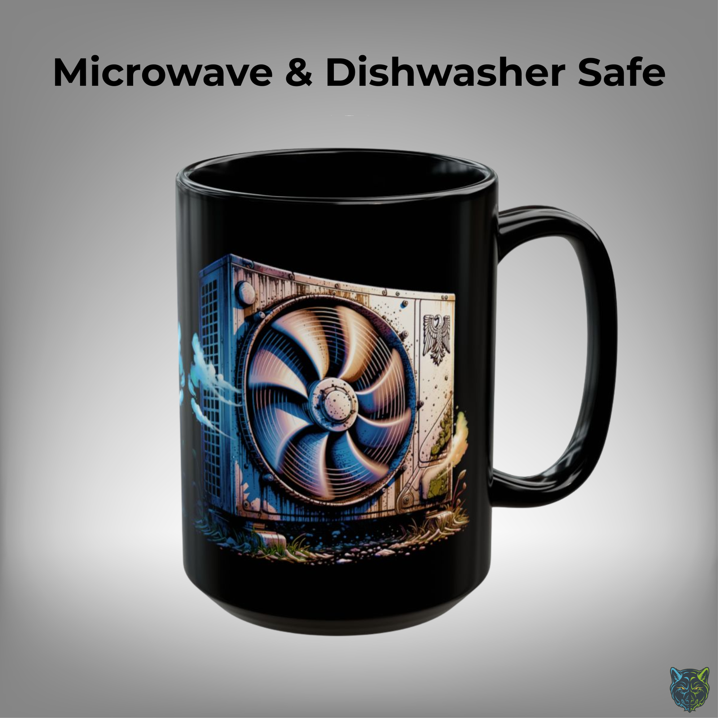 HVAC Technician Coffee Mug Air Conditioner Unit Fan Design Black Ceramic 15oz Heating Cooling Gift by Lair Gadgets