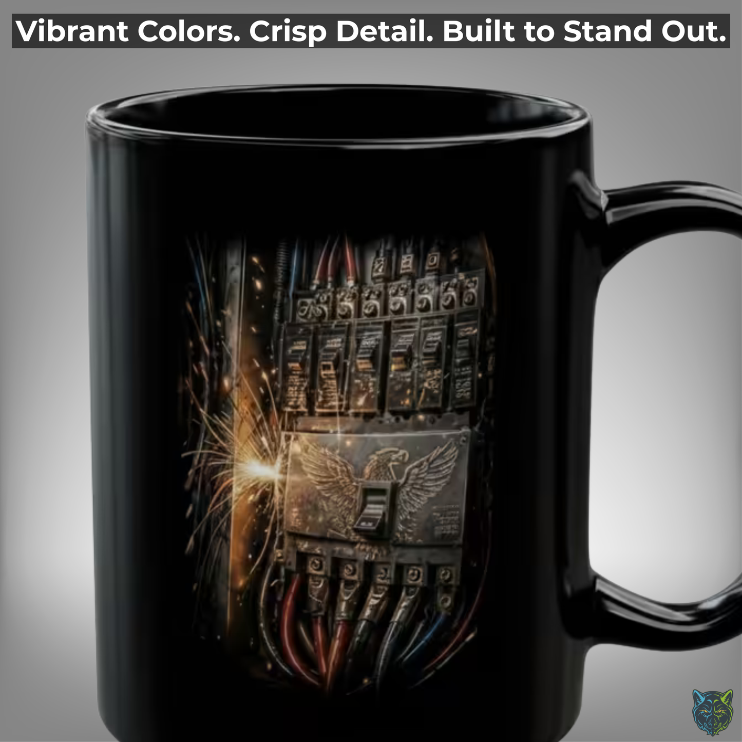 Electrician Coffee Mug Breaker Panel Wiring Spark Design Black Ceramic 15oz Electrical Worker Gift by Lair Gadgets