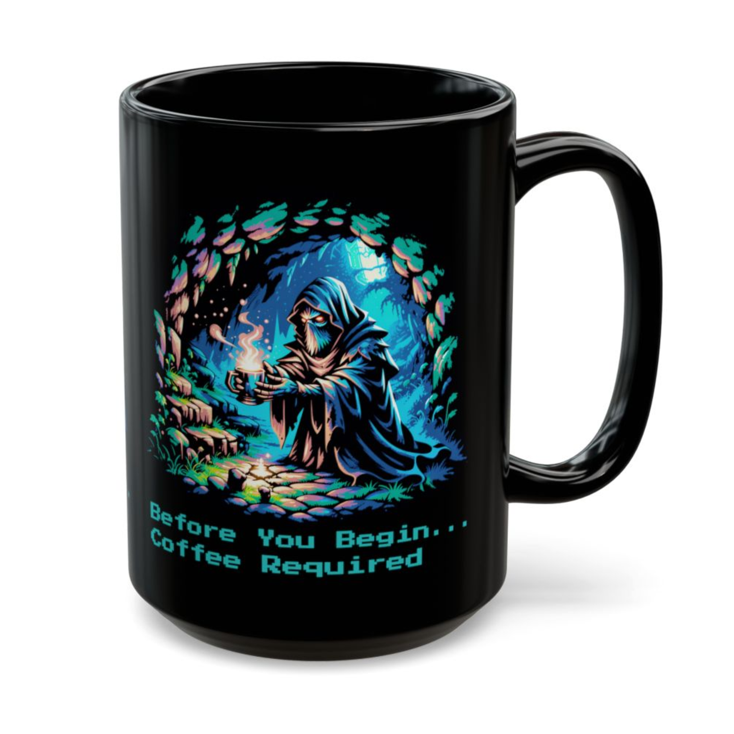 Gamer Coffee Mug Before You Begin Coffee Required Hooded Rogue Design Black Ceramic 15oz Gaming Gift by Lair Gadgets