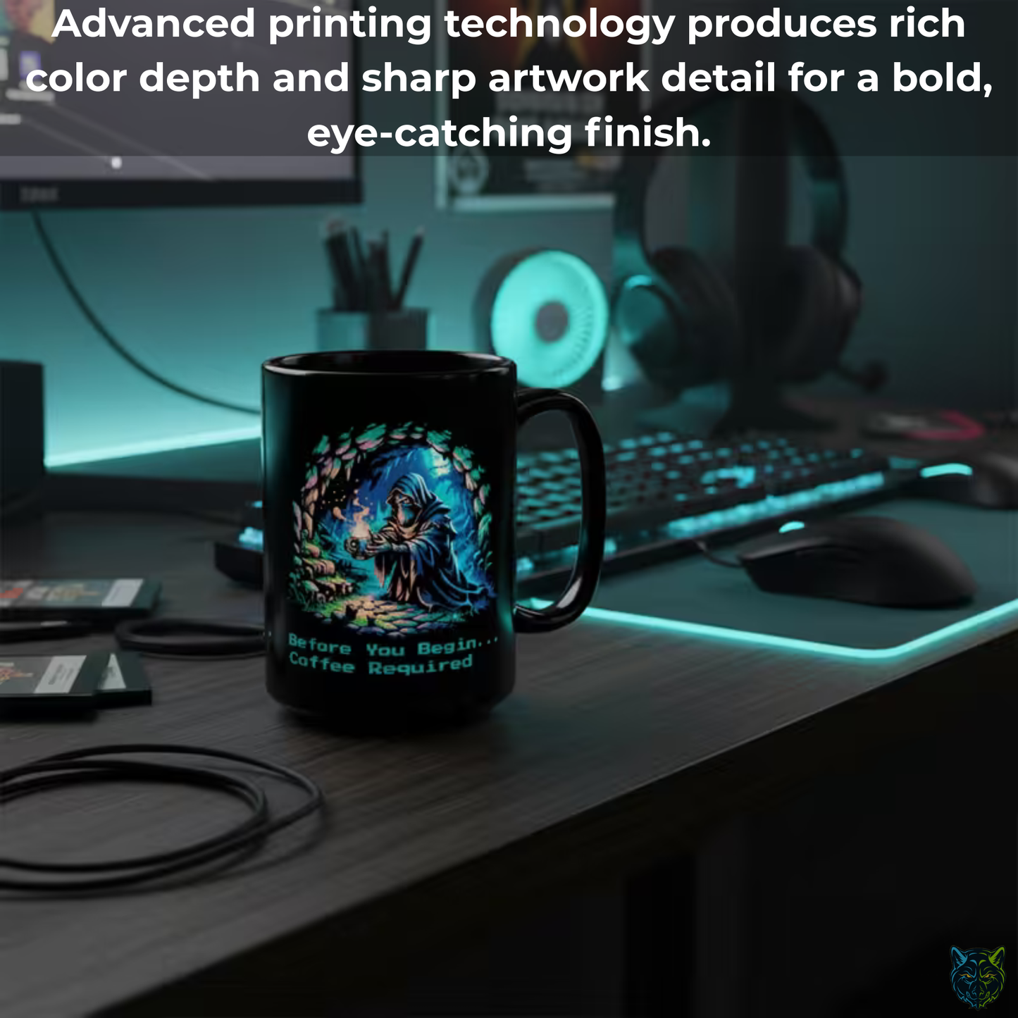 Gamer Coffee Mug Before You Begin Coffee Required Hooded Rogue Design Black Ceramic 15oz Gaming Gift by Lair Gadgets