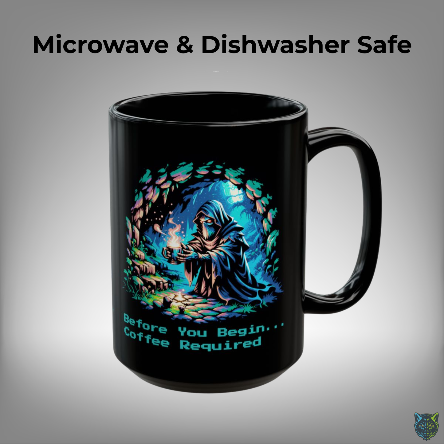 Gamer Coffee Mug Before You Begin Coffee Required Hooded Rogue Design Black Ceramic 15oz Gaming Gift by Lair Gadgets