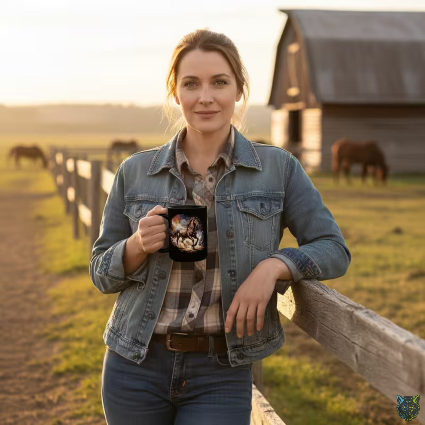 Horse Coffee Mug Running Horse Sunset Design Black Ceramic 15oz Equestrian Gift by Lair Gadgets
