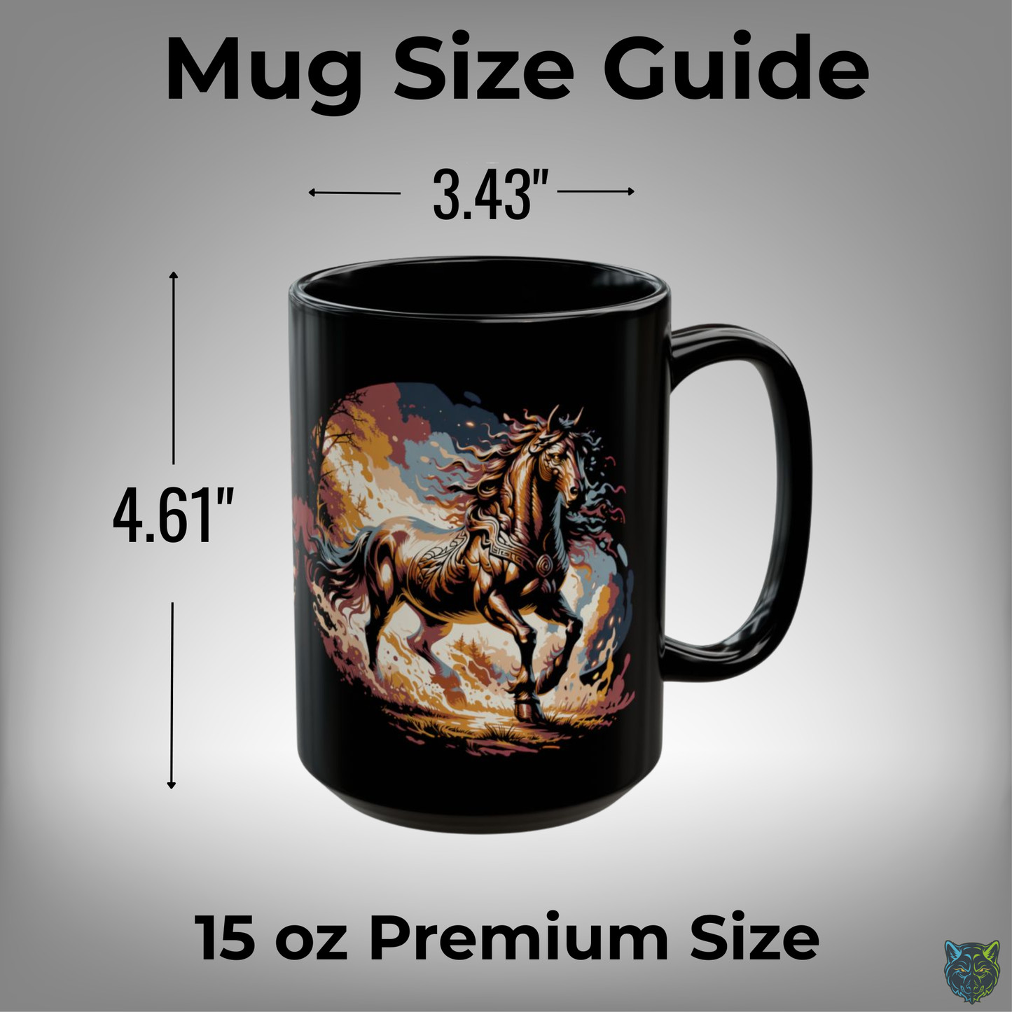 Horse Coffee Mug Running Horse Sunset Design Black Ceramic 15oz Equestrian Gift by Lair Gadgets