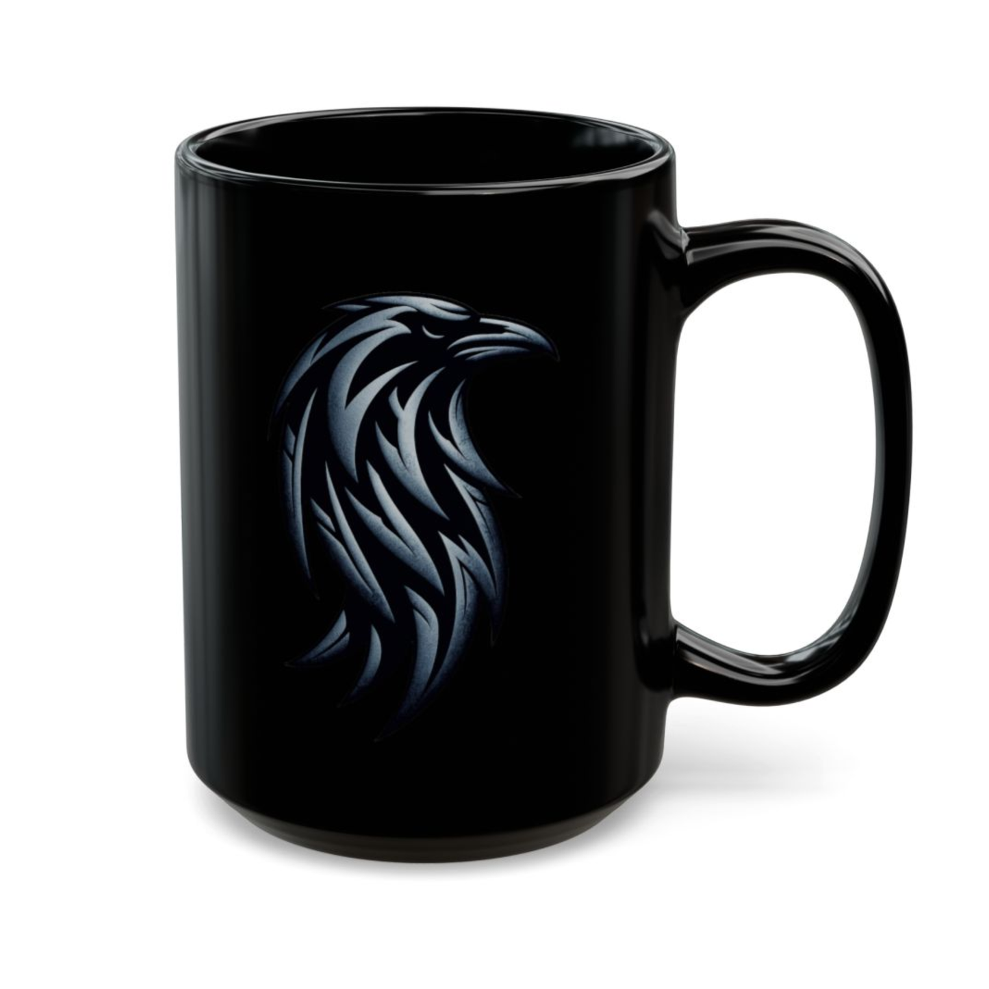 Raven Coffee Mug Minimalist Bird Head Design Black Ceramic 15oz Gothic Modern Style by Lair Gadgets