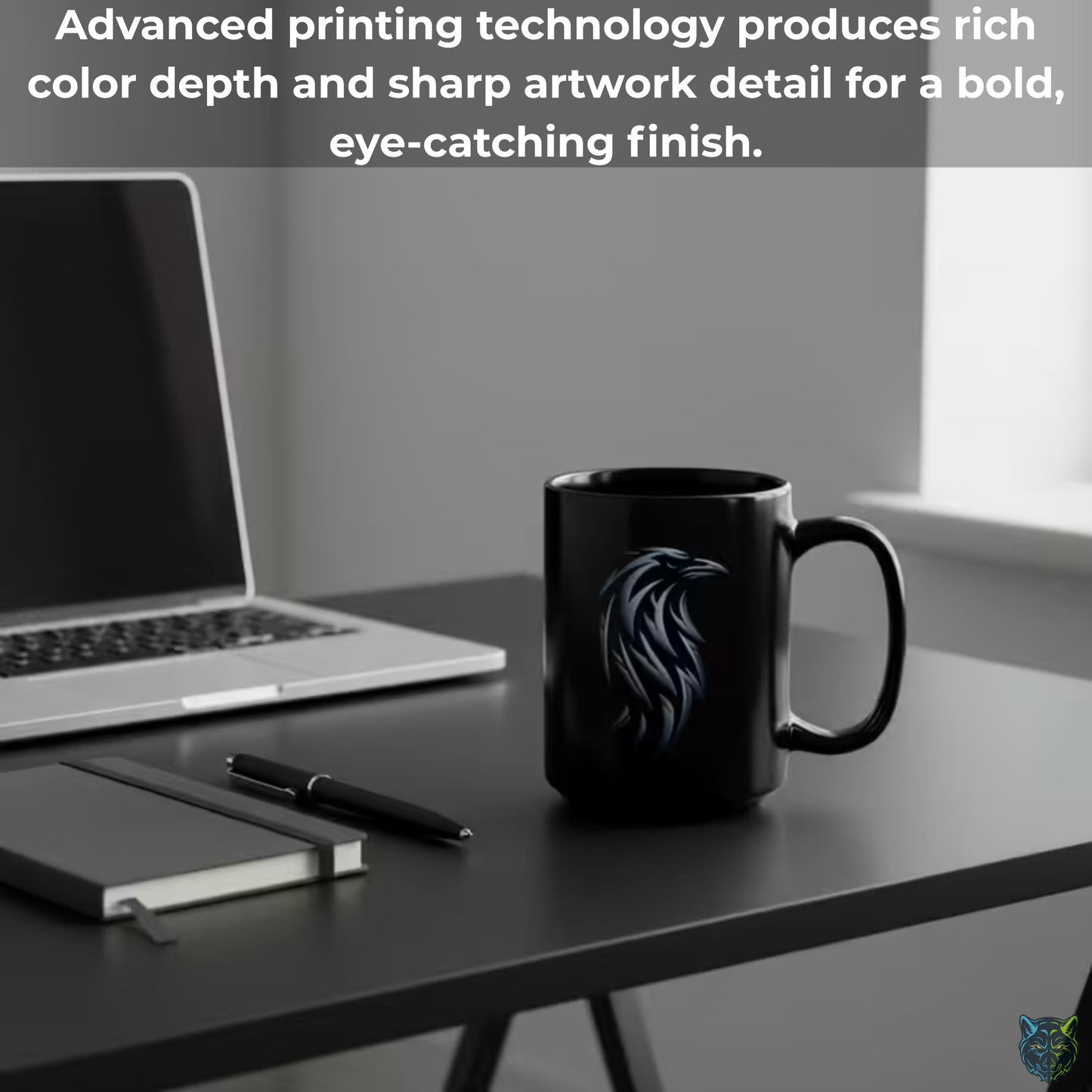 Raven Coffee Mug Minimalist Bird Head Design Black Ceramic 15oz Gothic Modern Style by Lair Gadgets