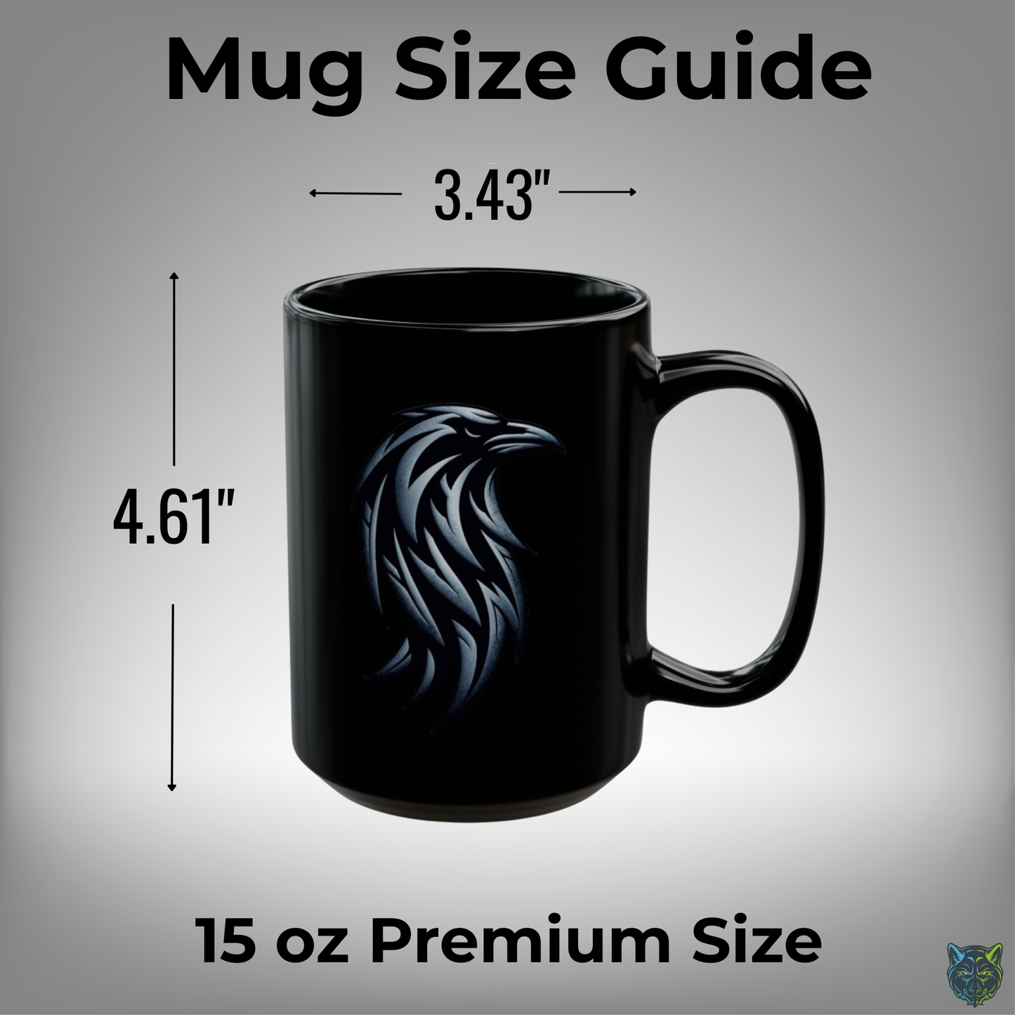 Raven Coffee Mug Minimalist Bird Head Design Black Ceramic 15oz Gothic Modern Style by Lair Gadgets