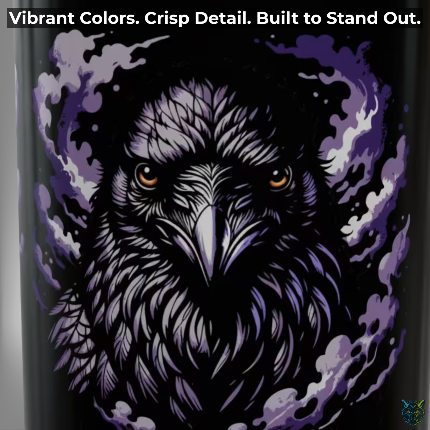 Raven Coffee Mug Dark Bird Portrait Black Ceramic 15oz Gothic Smoke Design by Lair Gadgets