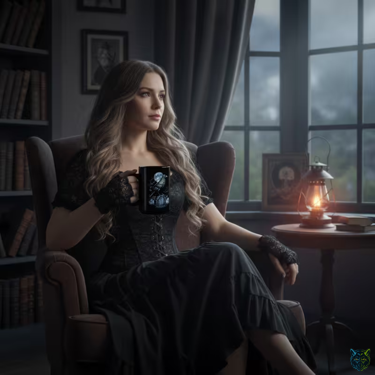 Raven Coffee Mug Moon Graveyard Bird Black Ceramic 15oz Gothic Night Design by Lair Gadgets