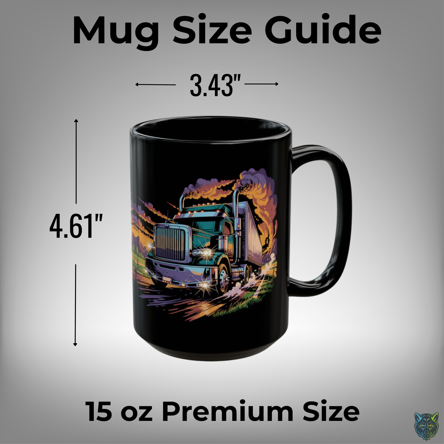 Truck Driver Coffee Mug Semi Truck Design Black Ceramic 15oz Long Haul Gift by Lair Gadgets