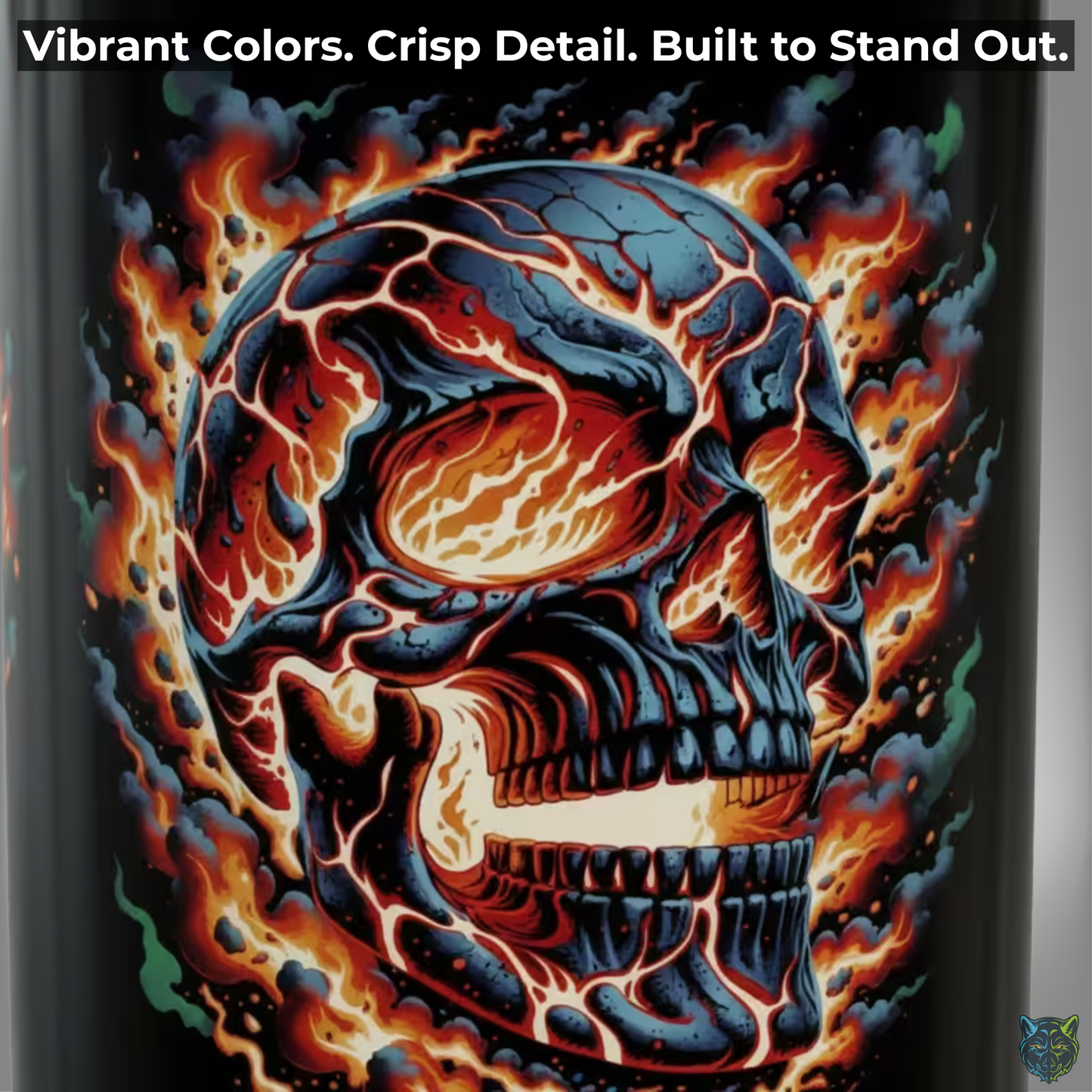 Skull Coffee Mug Flaming Fire Design Black Ceramic 15 Oz Gothic Gift by Lair Gadgets