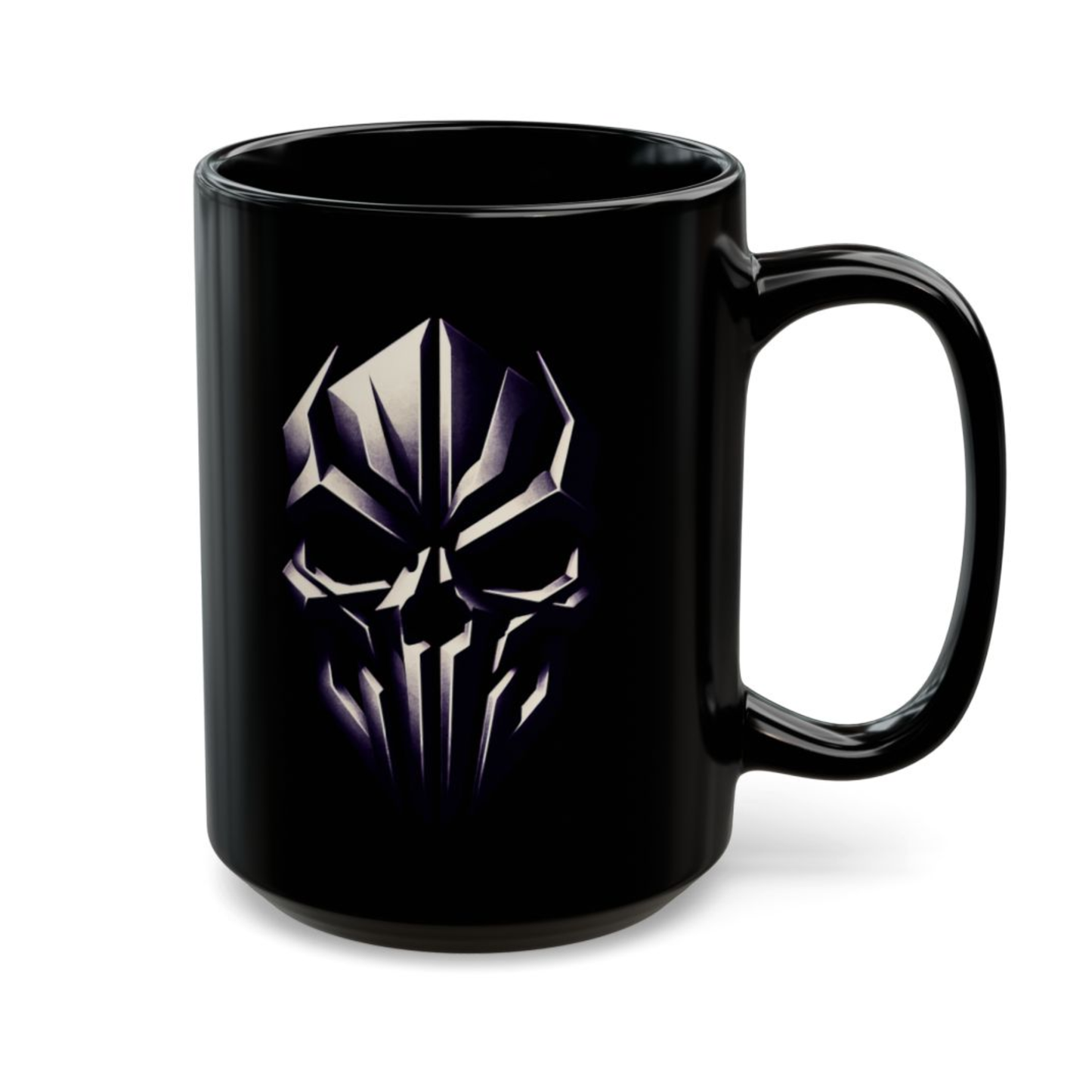 Skull Coffee Mug Minimalist Emblem Design Black Ceramic 15 Oz Gothic Gift by Lair Gadgets
