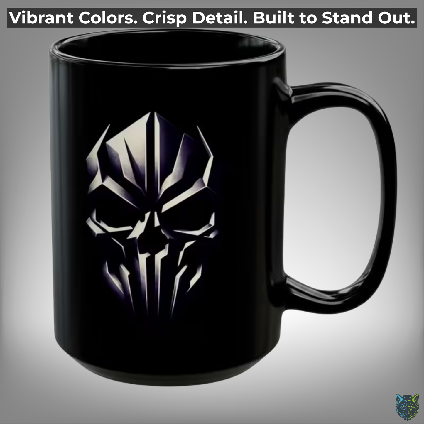 Skull Coffee Mug Minimalist Emblem Design Black Ceramic 15 Oz Gothic Gift by Lair Gadgets