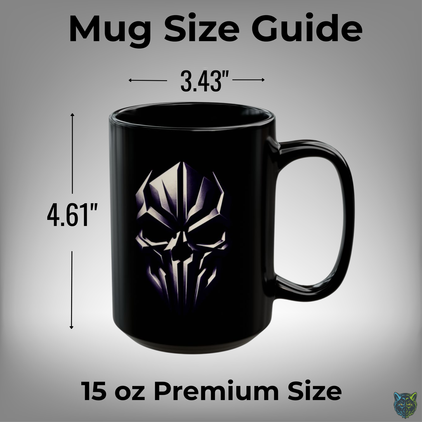 Skull Coffee Mug Minimalist Emblem Design Black Ceramic 15 Oz Gothic Gift by Lair Gadgets