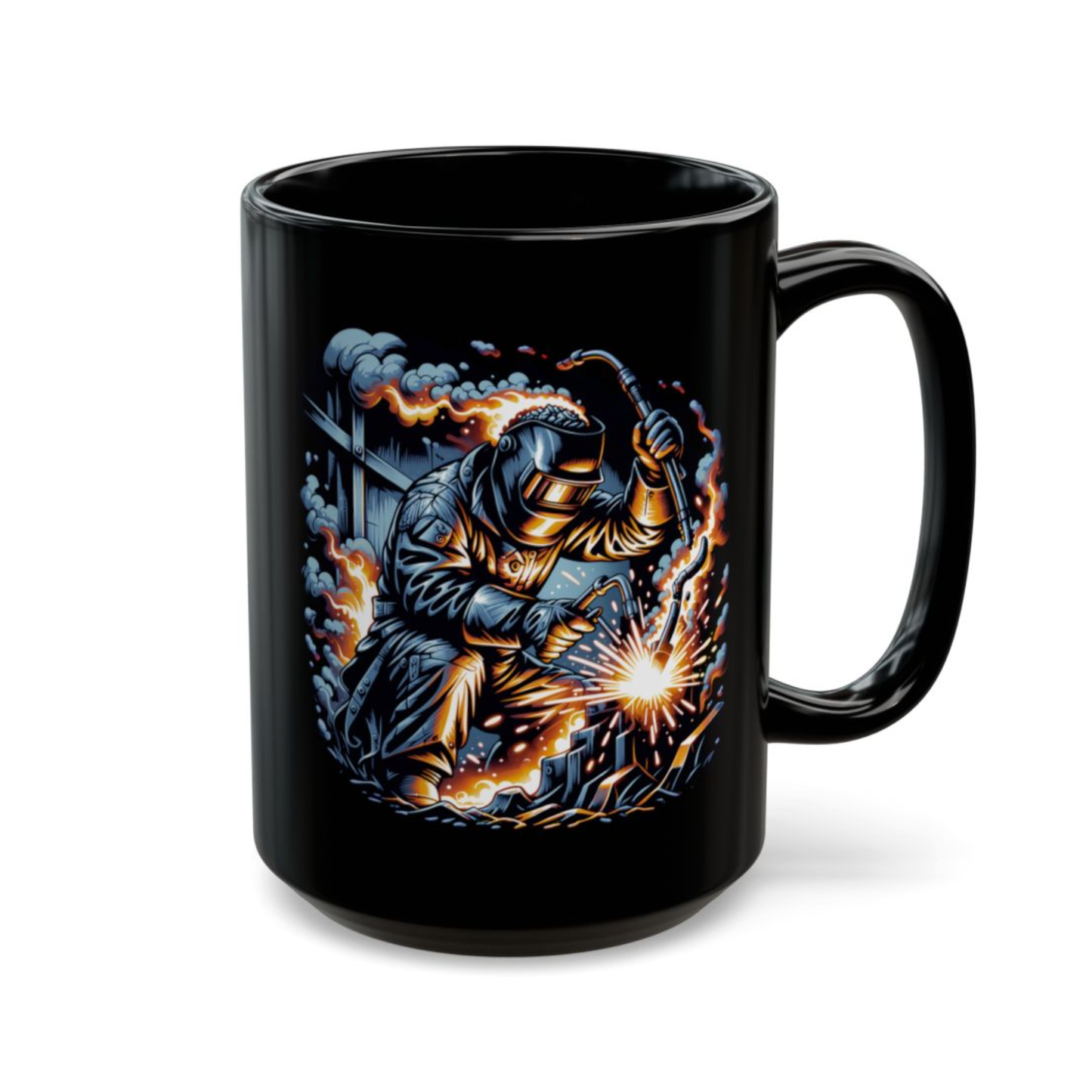 Welder Coffee Mug Welding Worker Design Black Ceramic 15 Oz Tradesman Gift by Lair Gadgets