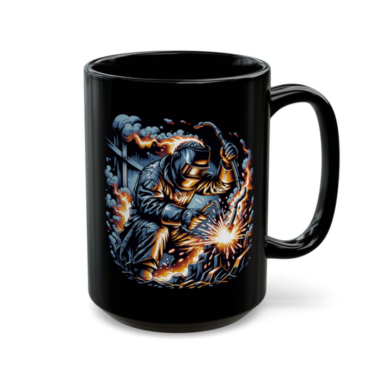 Welder Coffee Mug Welding Worker Design Black Ceramic 15 Oz Tradesman Gift by Lair Gadgets