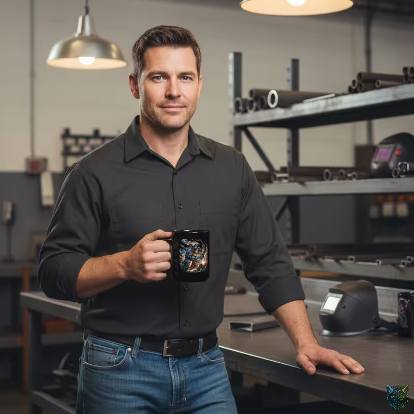 Welder Coffee Mug Welding Worker Design Black Ceramic 15 Oz Tradesman Gift by Lair Gadgets