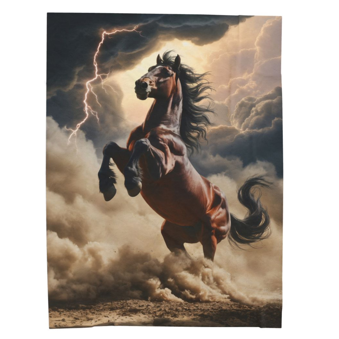 Velveteen Plush Blanket – Untamed Storm Horse – 60 x 80 Soft Fleece Throw – Bold Western Lightning Horse Design – Cozy Couch Bed Blanket – by Lair Gadgets