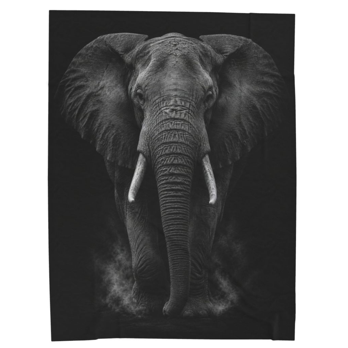 Elephant Throw Blanket 60x80 – Monochrome Wildlife Plush Blanket for Couch Bed Sofa – Luxury Black Safari Decor – Shadow Titan by Lair Gadgets