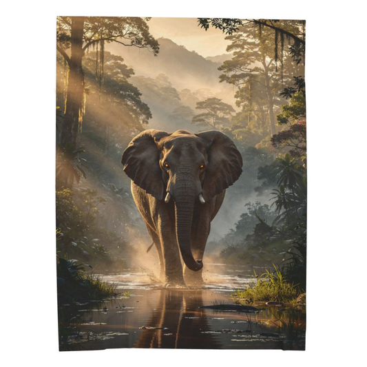 Elephant Throw Blanket 60x80 – Safari Wildlife Plush Blanket for Couch Bed Sofa – Luxury Jungle Decor – Jungle Majesty by Lair Gadgets