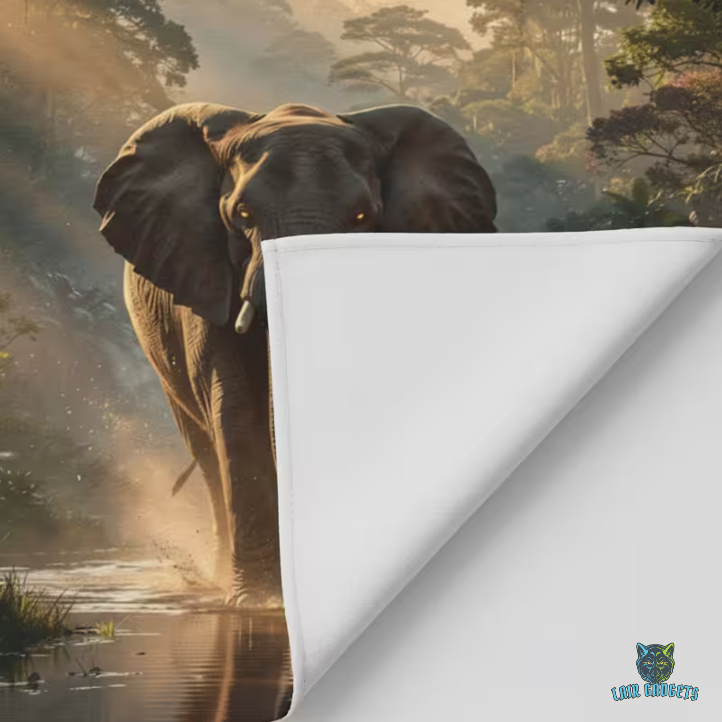 Elephant Throw Blanket 60x80 – Safari Wildlife Plush Blanket for Couch Bed Sofa – Luxury Jungle Decor – Jungle Majesty by Lair Gadgets