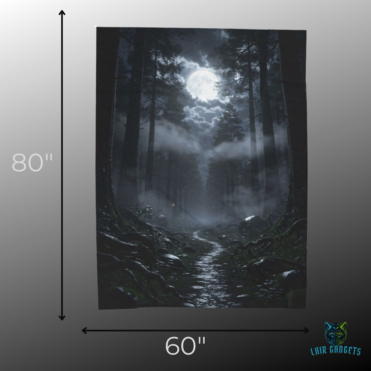Moon Forest Throw Blanket 60x80 – Gothic Woodland Plush Blanket for Couch Bed Sofa – Dark Academia Moonlight Decor – Moonlit Whisper Path by Lair Gadgets