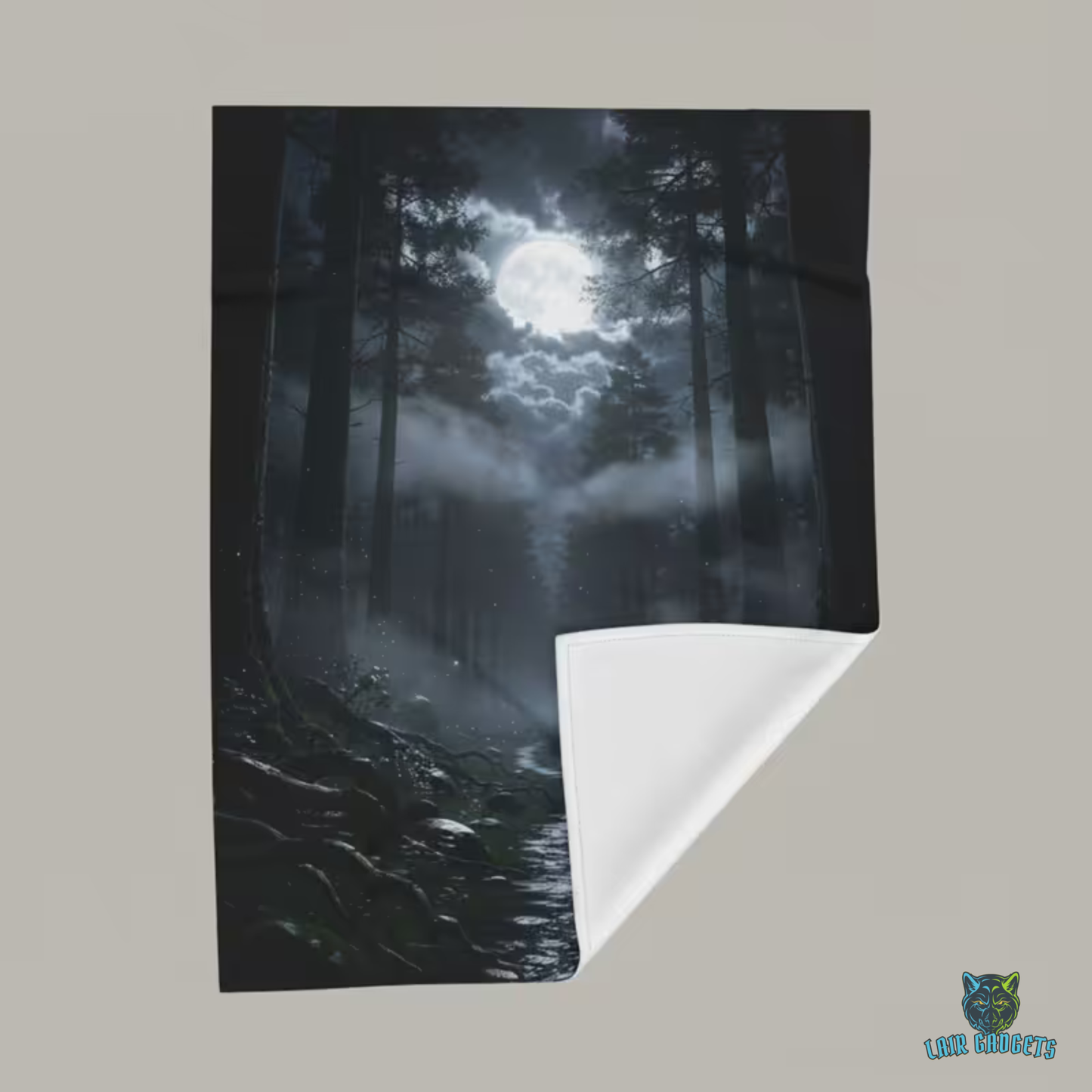 Moon Forest Throw Blanket 60x80 – Gothic Woodland Plush Blanket for Couch Bed Sofa – Dark Academia Moonlight Decor – Moonlit Whisper Path by Lair Gadgets