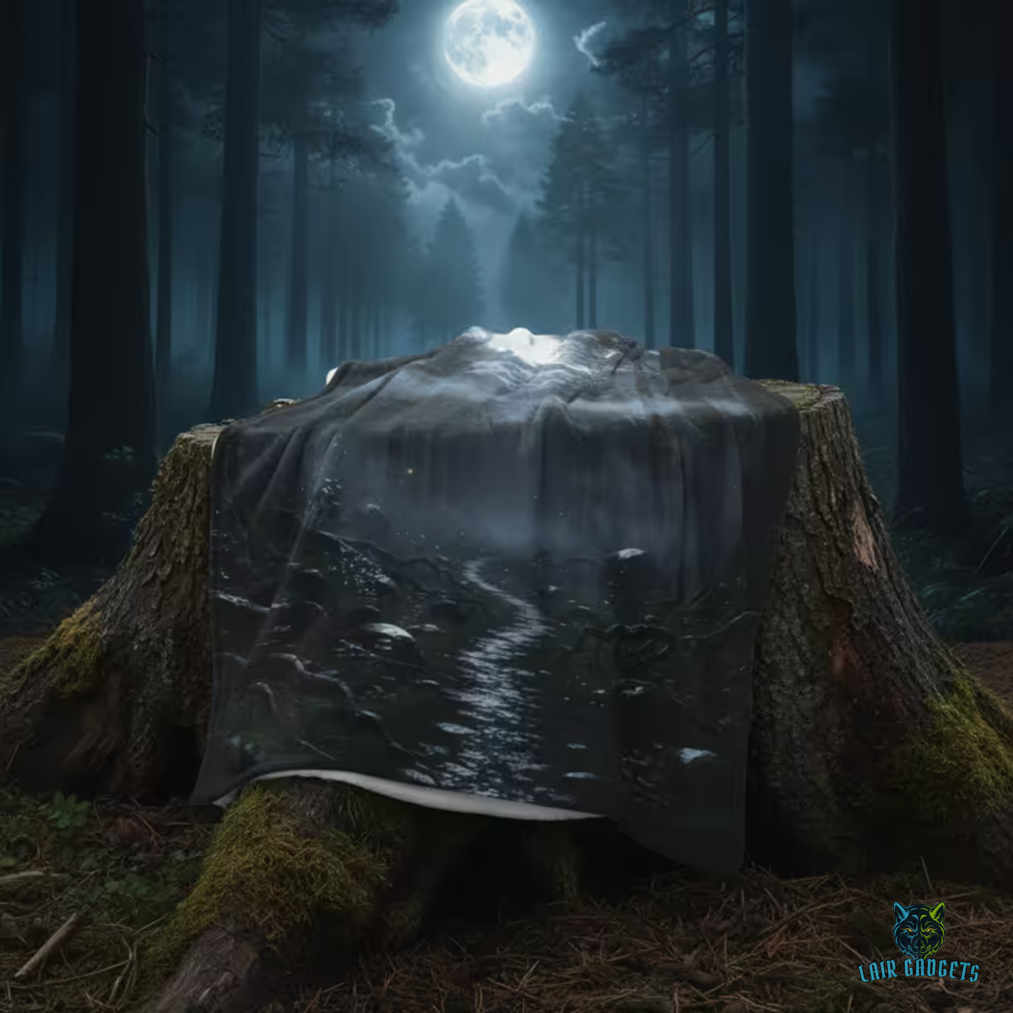 Moon Forest Throw Blanket 60x80 – Gothic Woodland Plush Blanket for Couch Bed Sofa – Dark Academia Moonlight Decor – Moonlit Whisper Path by Lair Gadgets